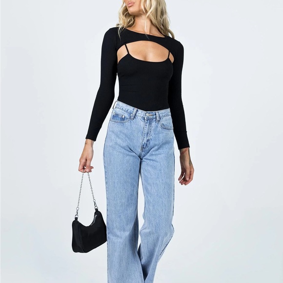 Princess Polly Calla Black Cutout Bodysuit 2 piece - Picture 3 of 5